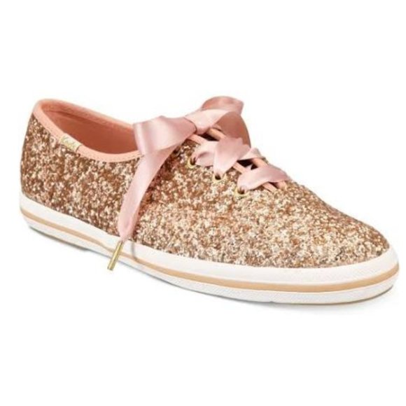 kate spade Other - Keds- KATE SPADE Glitter Lace-Up Sneak Rose Gold